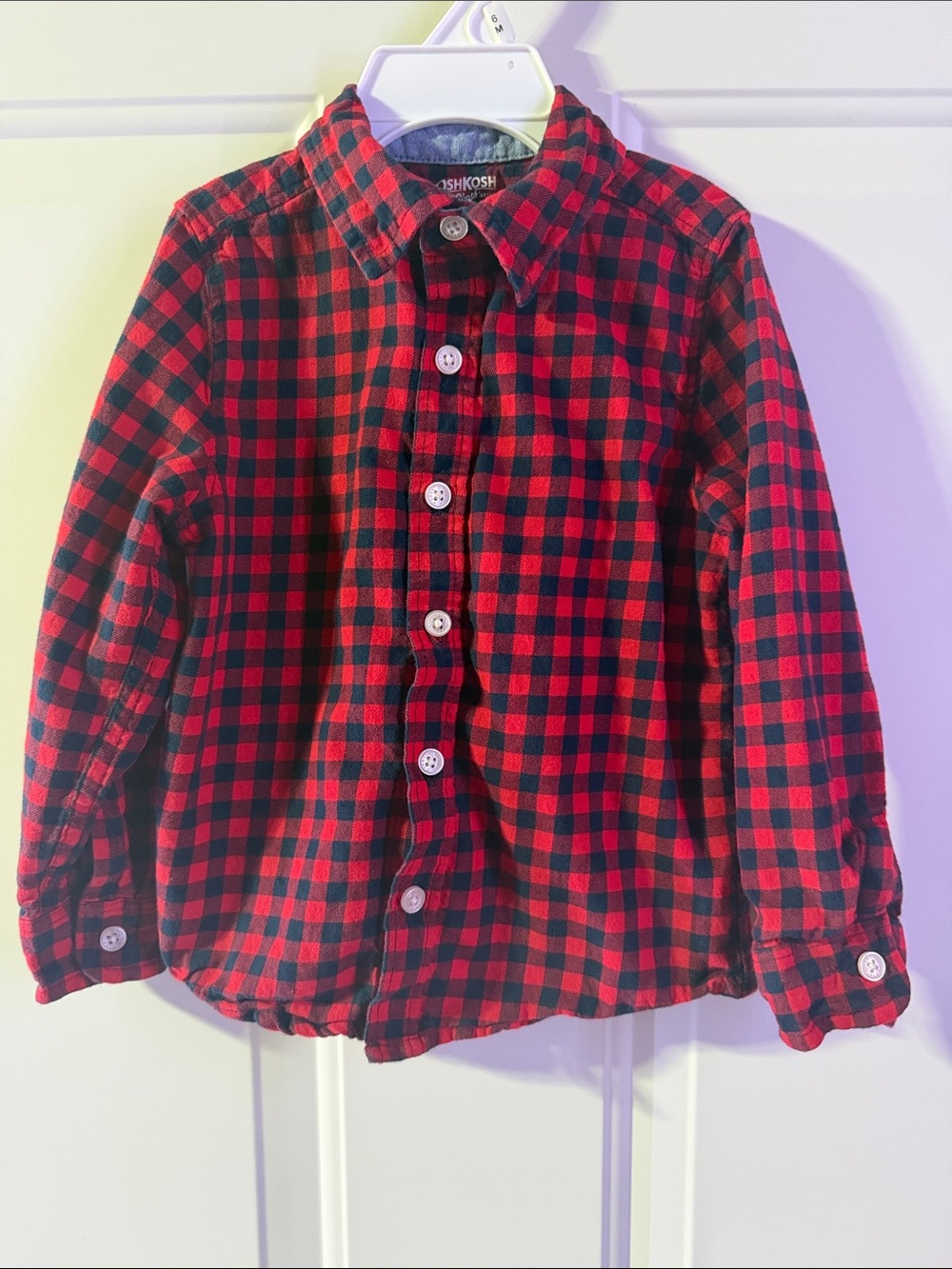 OshKosh B'gosh Red & Black Buffalo Plaid Button-Up Shirt- 3T